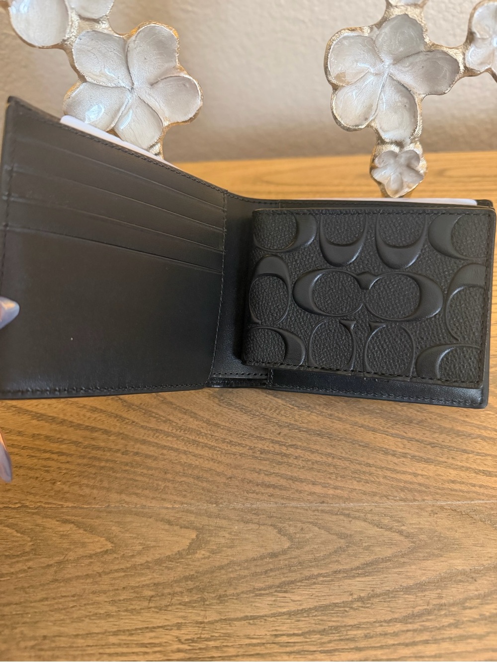 Coach Black Embossed Signature Leather Bifold Wallet - Picture 5 of 6